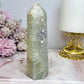 High Grade Large Green Flower Agate Tower 12.5cm