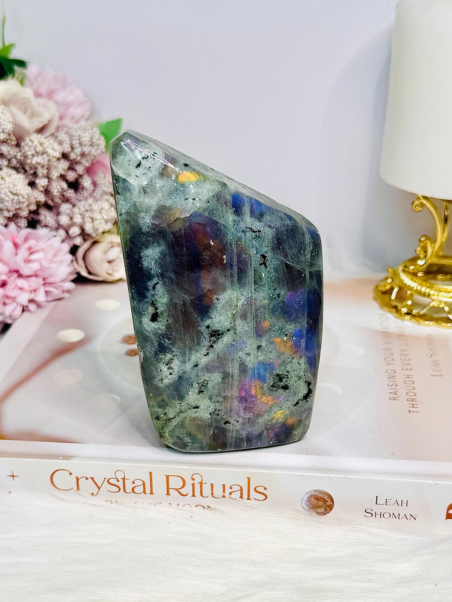 Labradorite Freeform with Pink & Purple Flash 12.5cm 441g (chip on bottom at back)