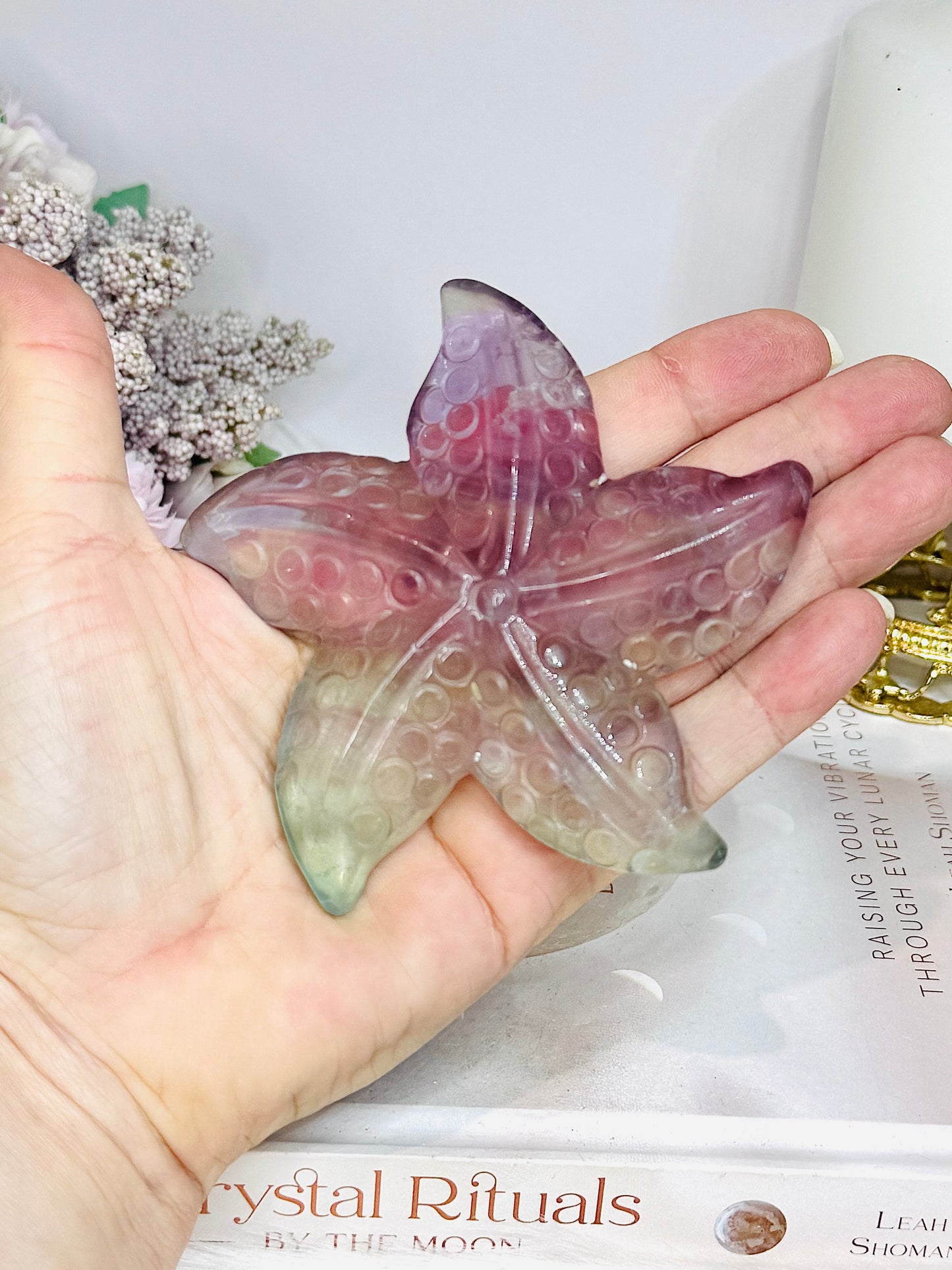 Fluorite Star Fish On Stand 9cm