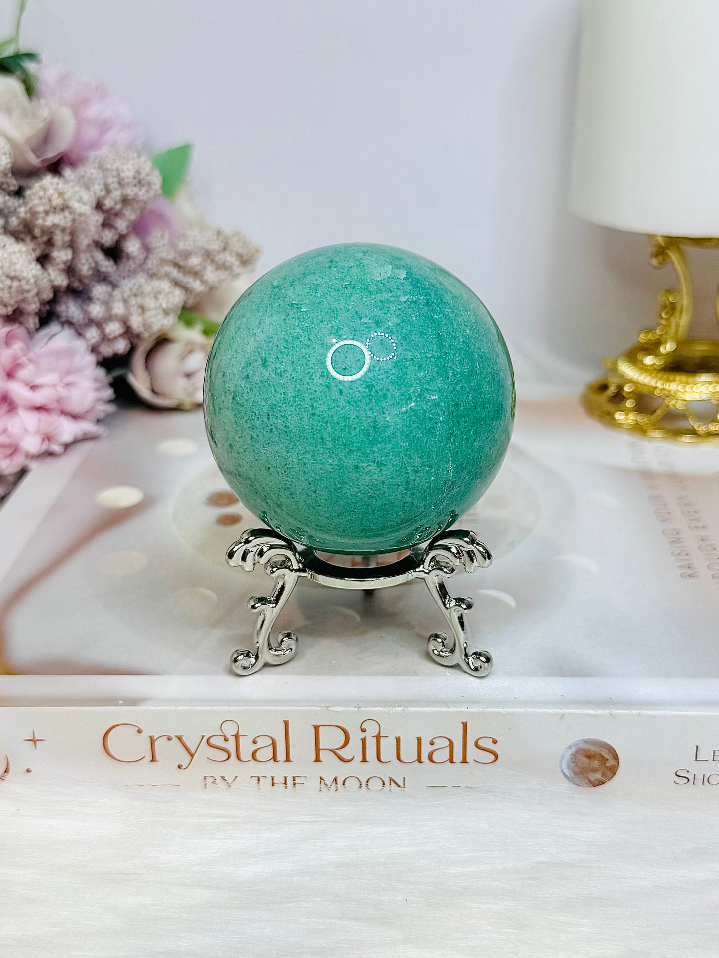 Large Green Aventurine Sphere On Stand 302g