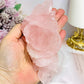 Large Rose Quartz Carved Rose on Stand 15cm