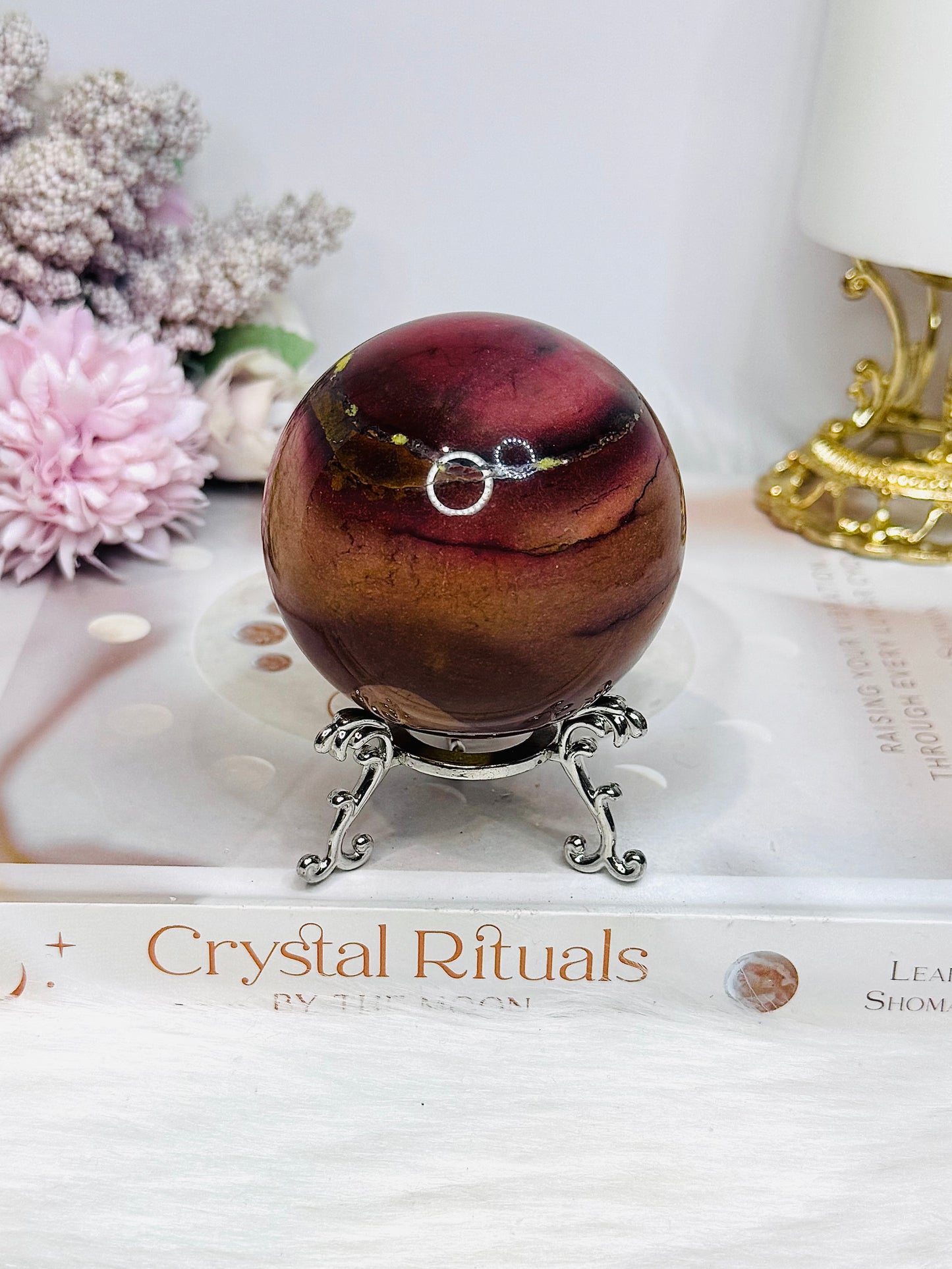 Mookaite Jasper Sphere on Stand 336g