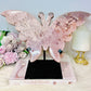 Huge Pink Amethyst Chunky Druzy Butterfly Carving On Stand 29cm Wide x 20cm Tall 1.3KG