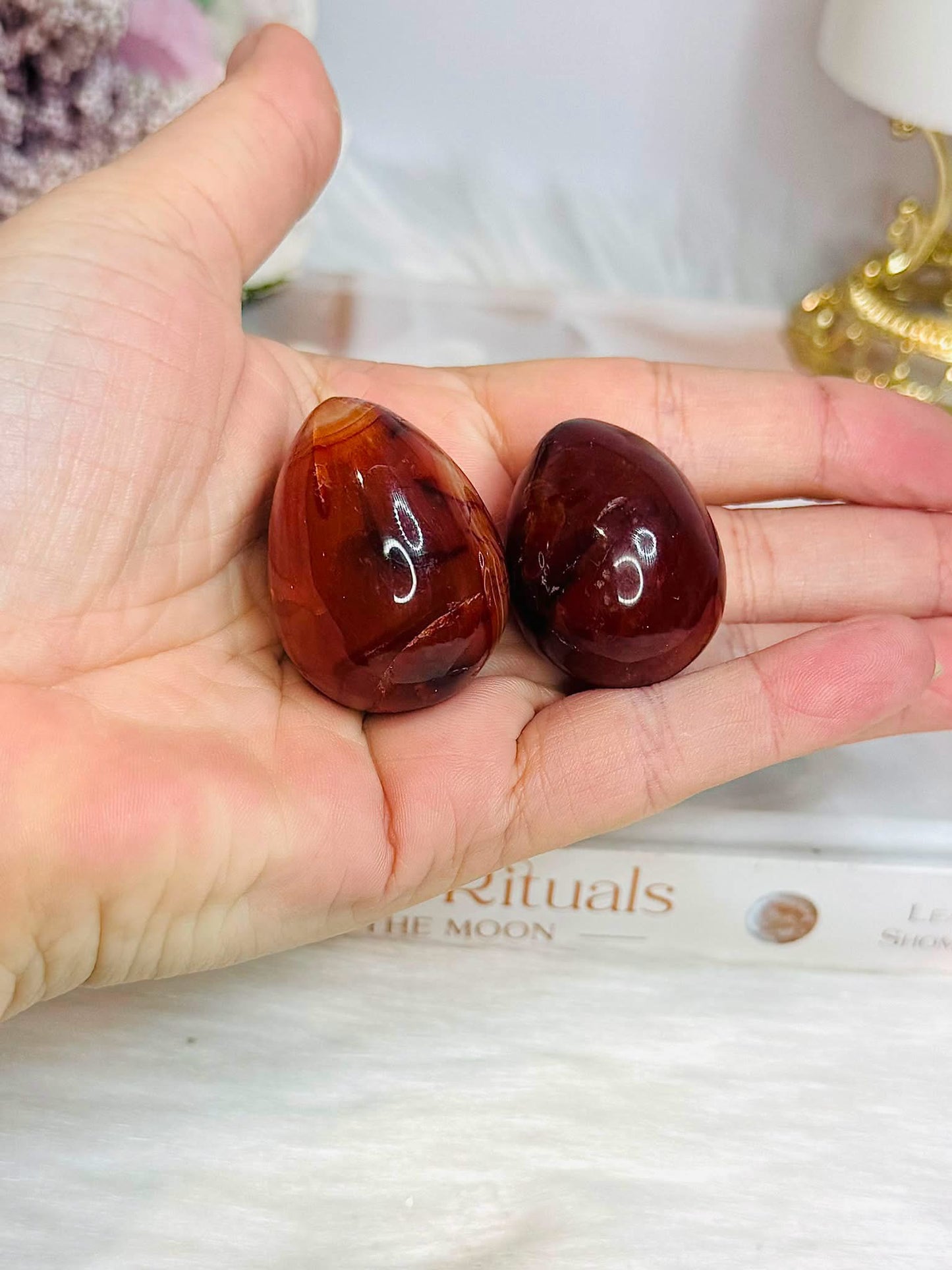 Set of 2 Carnelian Eggs