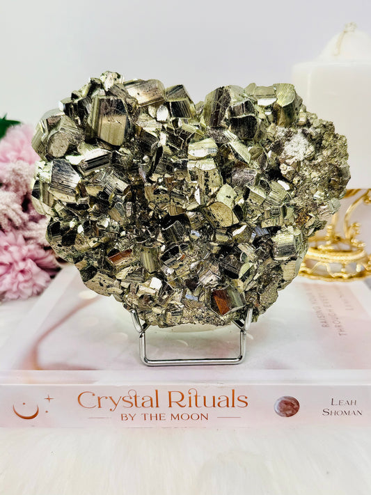 High Grade Incredible Large 1.84KG 15cm Cubed Pyrite Specimen On Stand