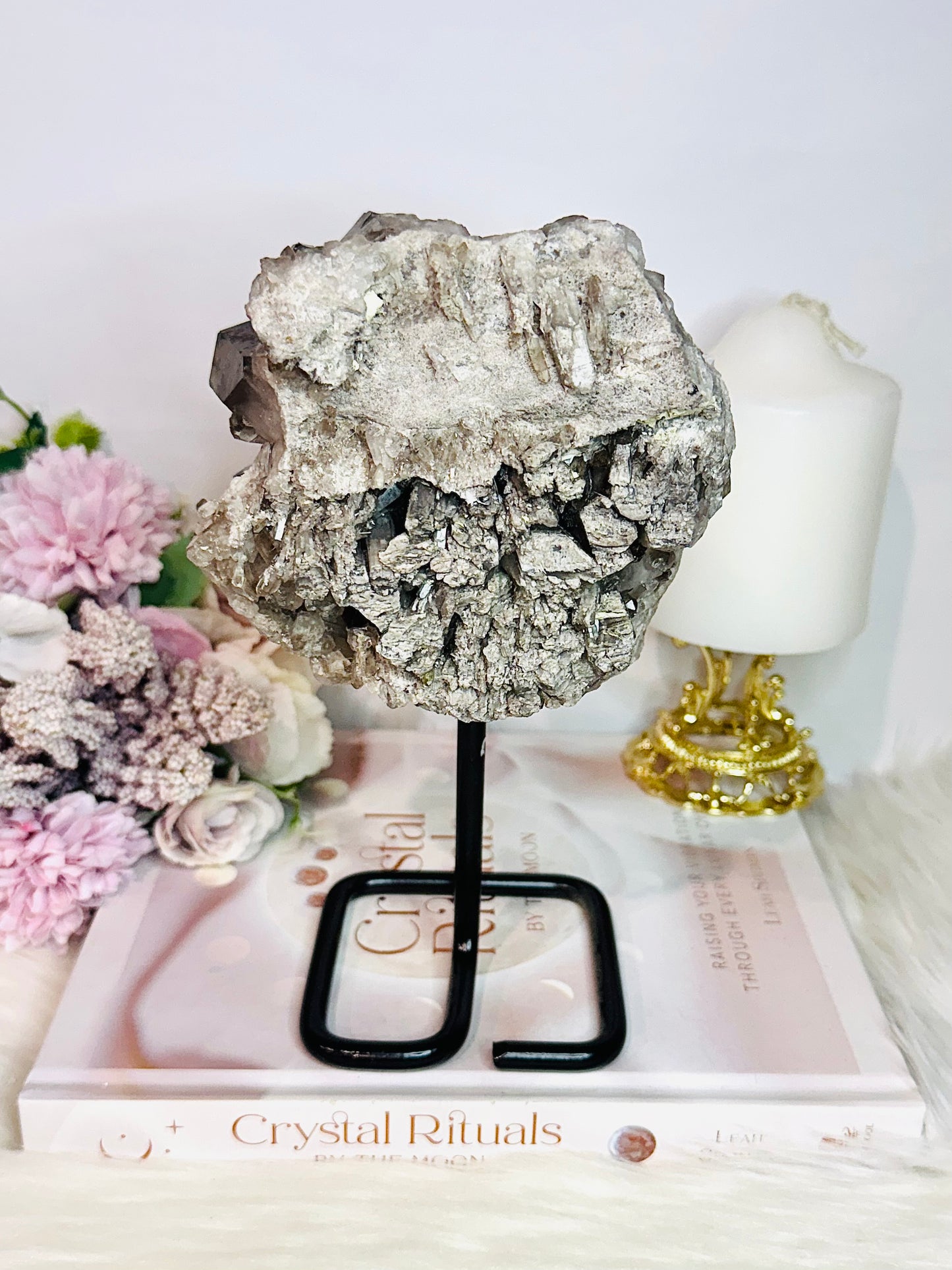 Large 20cm Smokey Quartz Cluster On Stand From Brazil
