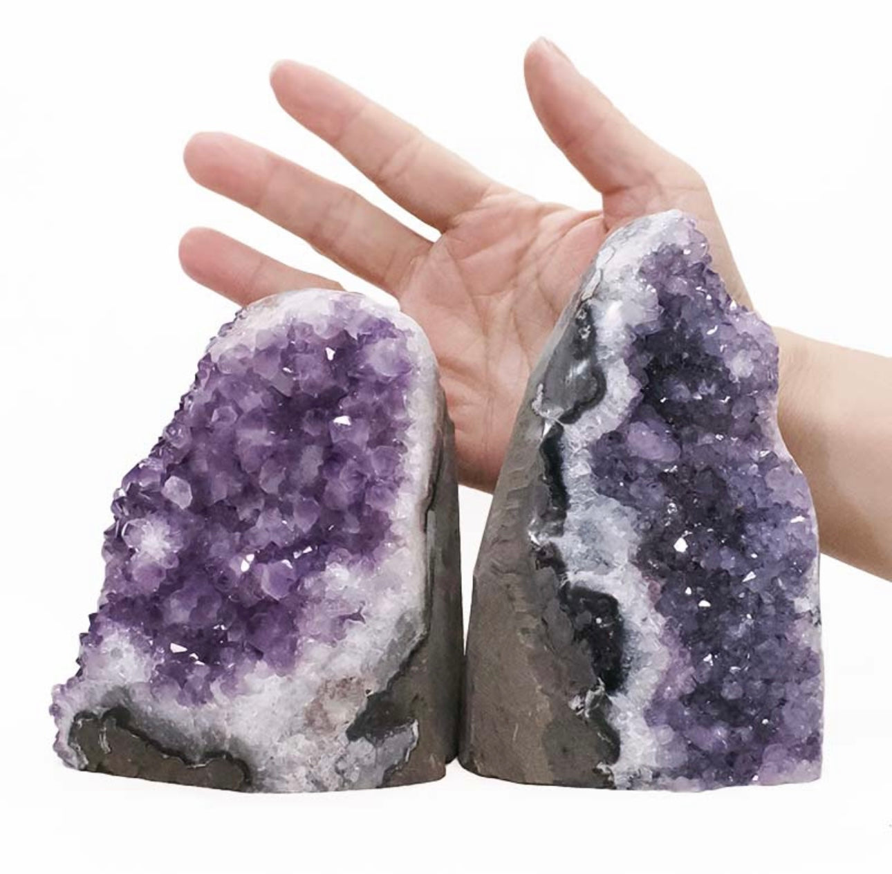 Double Deal ~ Set of 2 Large Amethyst Base Cut Clusters 2.25KG Approx 12cm Tall