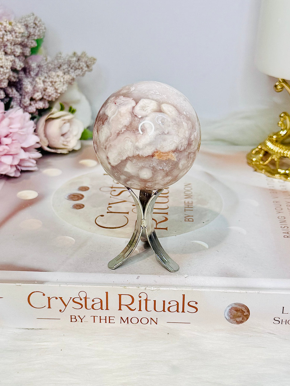 Pink Amethyst Druzy Sphere On Stand 161g