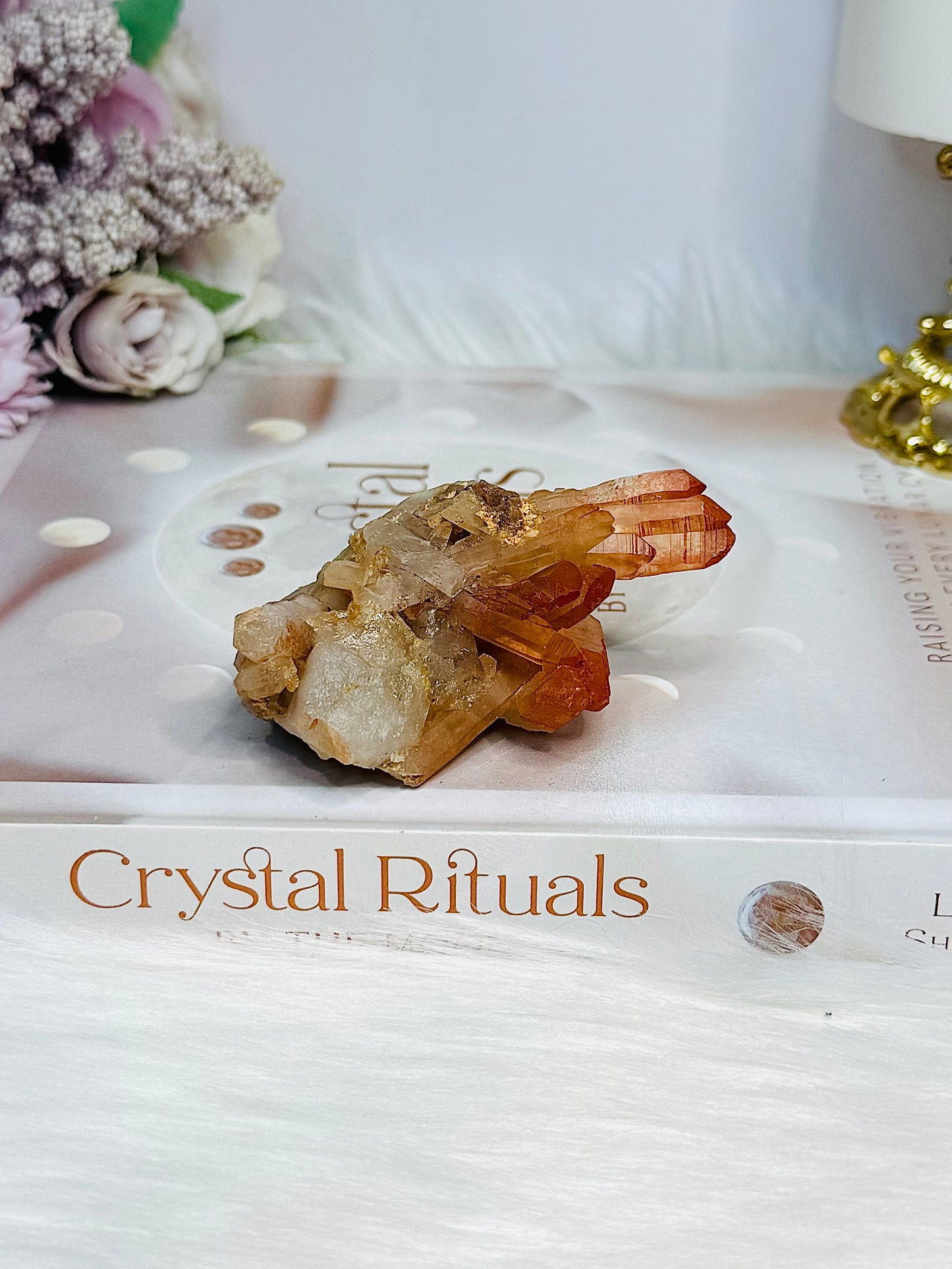Natural Tangerine Quartz Cluster Specimen 92g