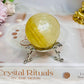 Golden Healer Sphere with Rainbows On Stand 163g