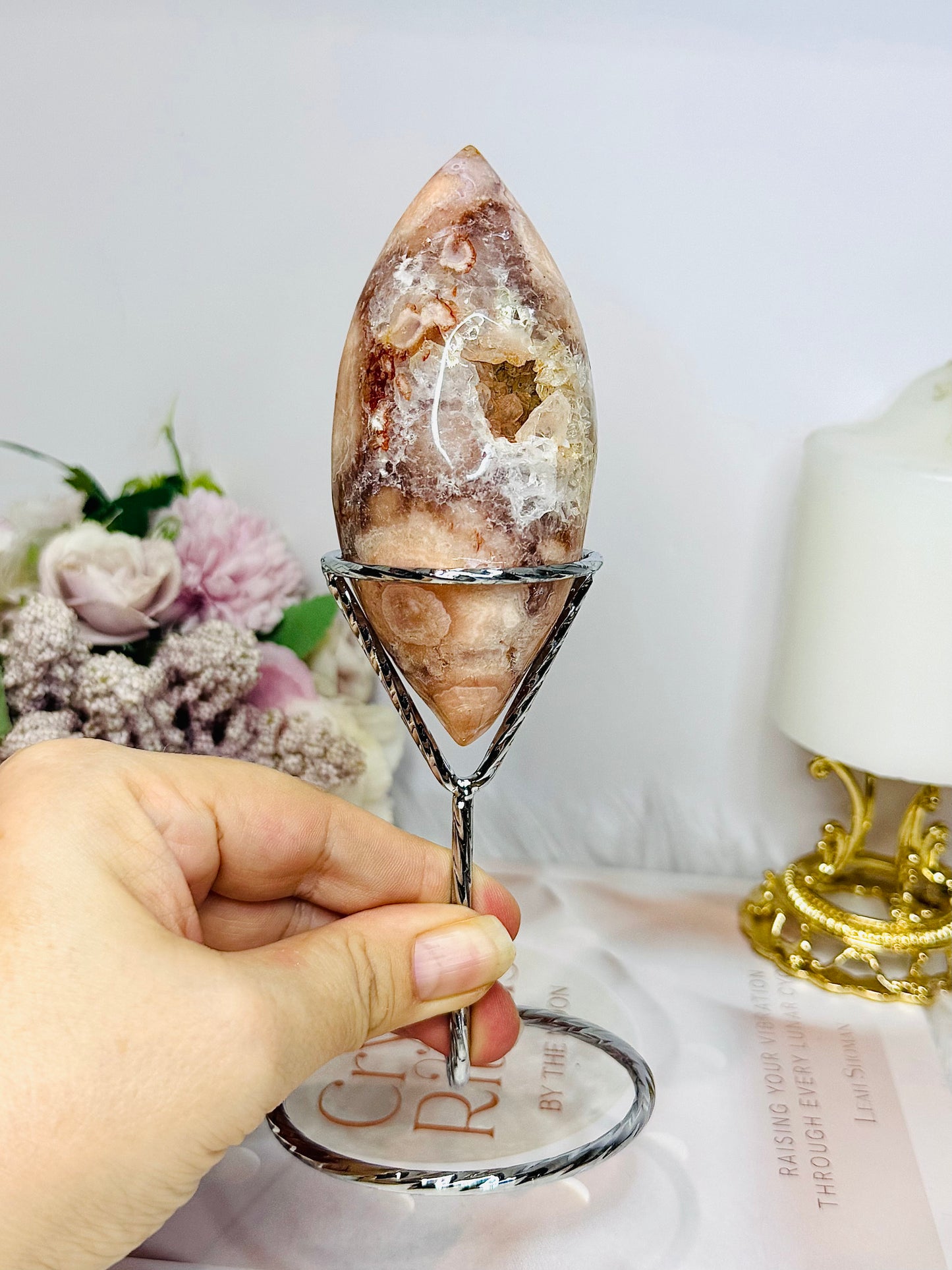 High Grade Druzy Pink Amethyst Egg | Freeform on Stand 17cm 290g