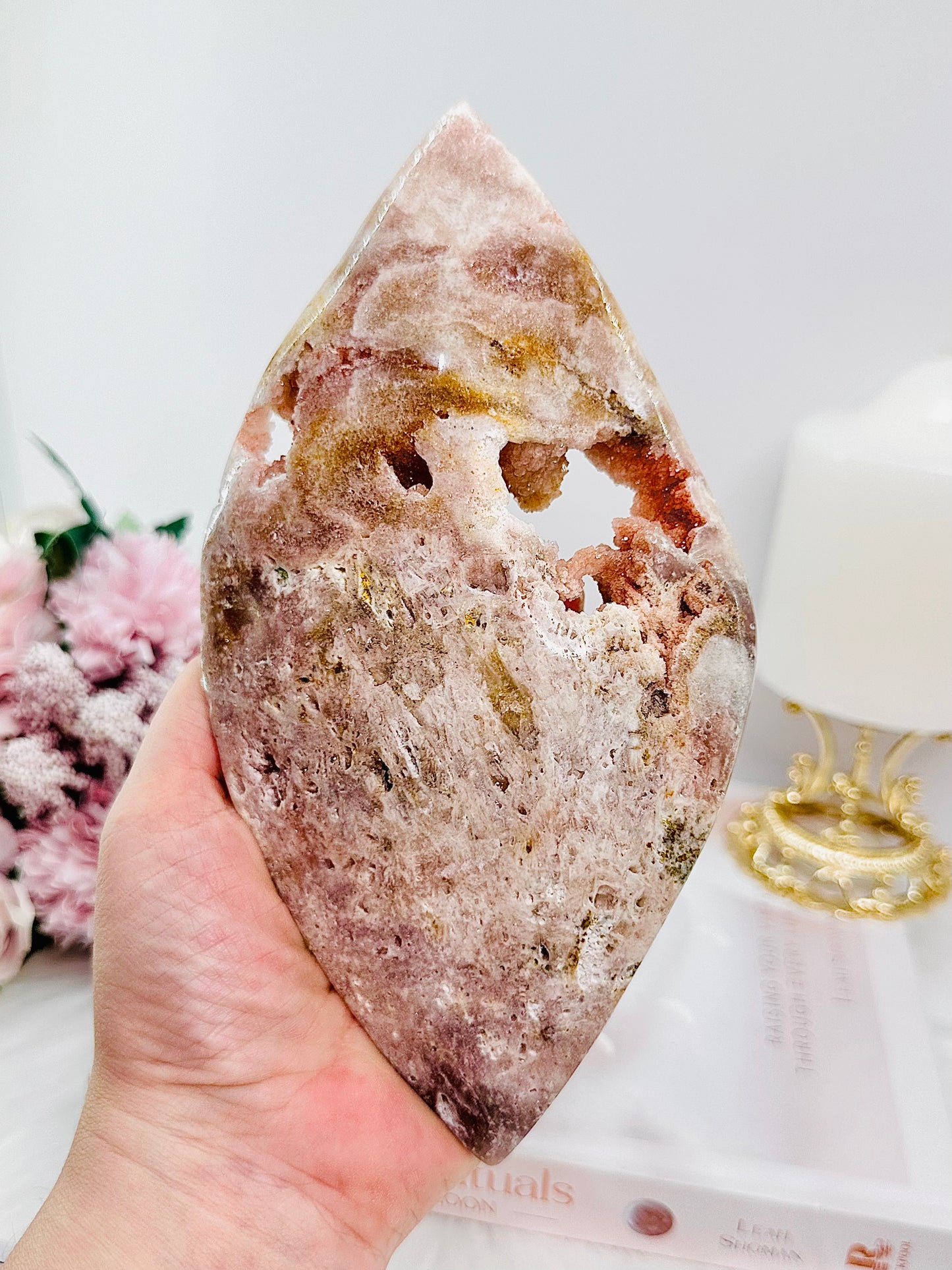 Unique & Fabulous ~ The Most Absolutely Incredible Large Chunky 20cm Druzy Pink Amethyst Carved Evil Eye on Stand From Brazil
