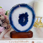 Large 13.5cm Purple Dyed Agate Slice On Timber Stand From Brazil