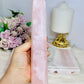 UV Reactive Pink Mangano Calcite Tower | Generator 24cm
