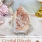 Flower Agate Carved Thin Flame on Stand 7.5cm