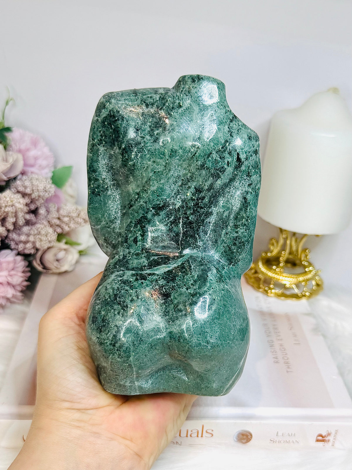 Large Green Jade Pregnant Woman Carving 15cm 1.21KG