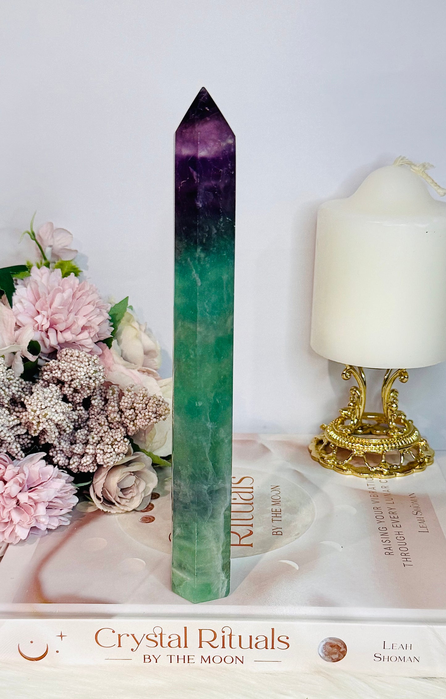 Tall 20cm Watermelon Fluorite Tower