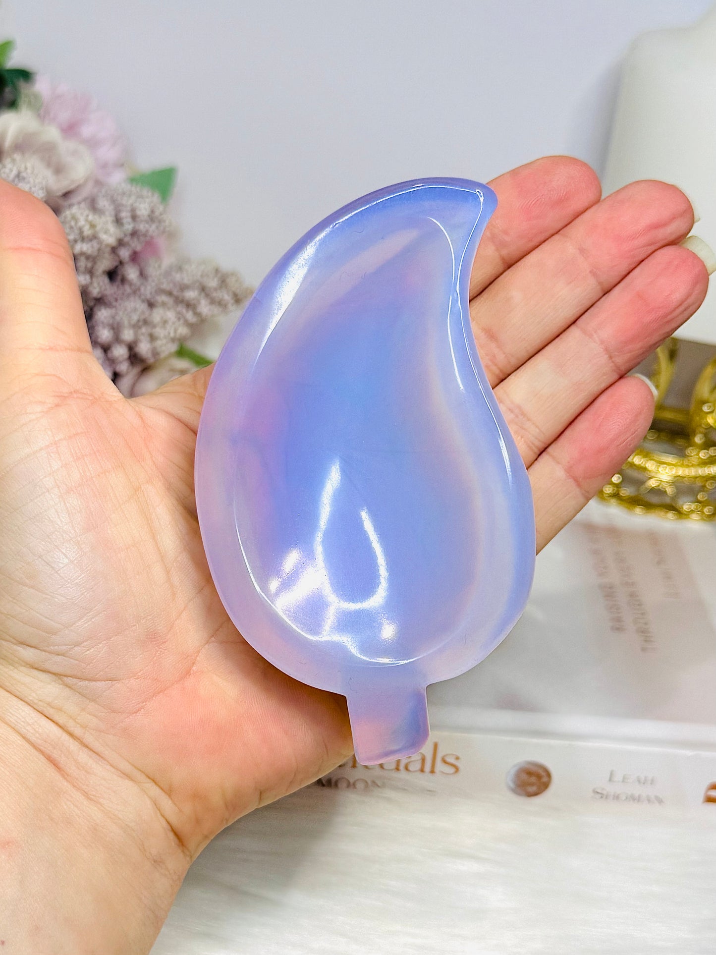 Pink Opalite Leaf Bowl 11cm