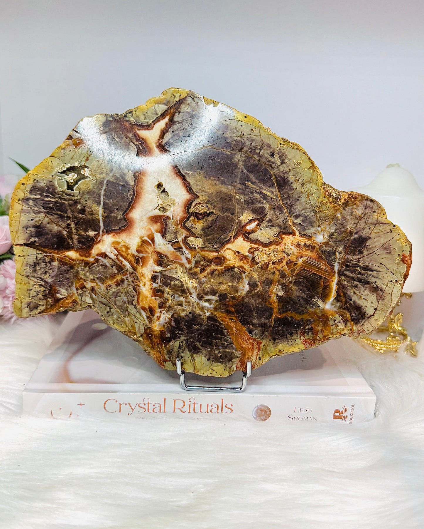 Large Agate Creek Thunder Egg Slab on Stand 25cm