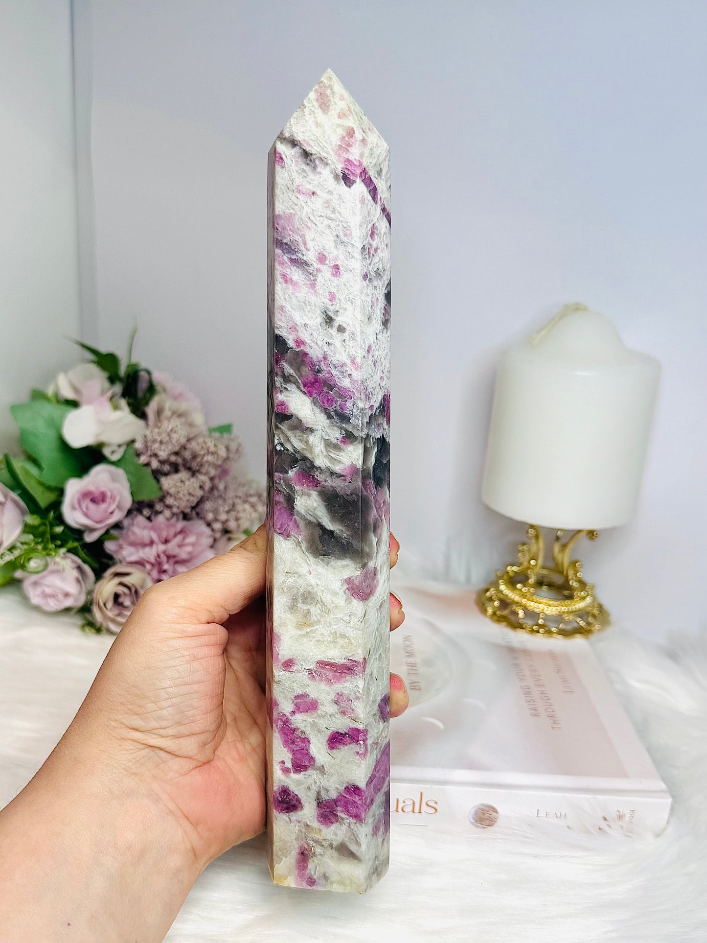 Large Pink Tourmaline Tower 25cm