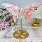 Pink Peruvian Rhodonite Butterfly Wings on Stand 16cm