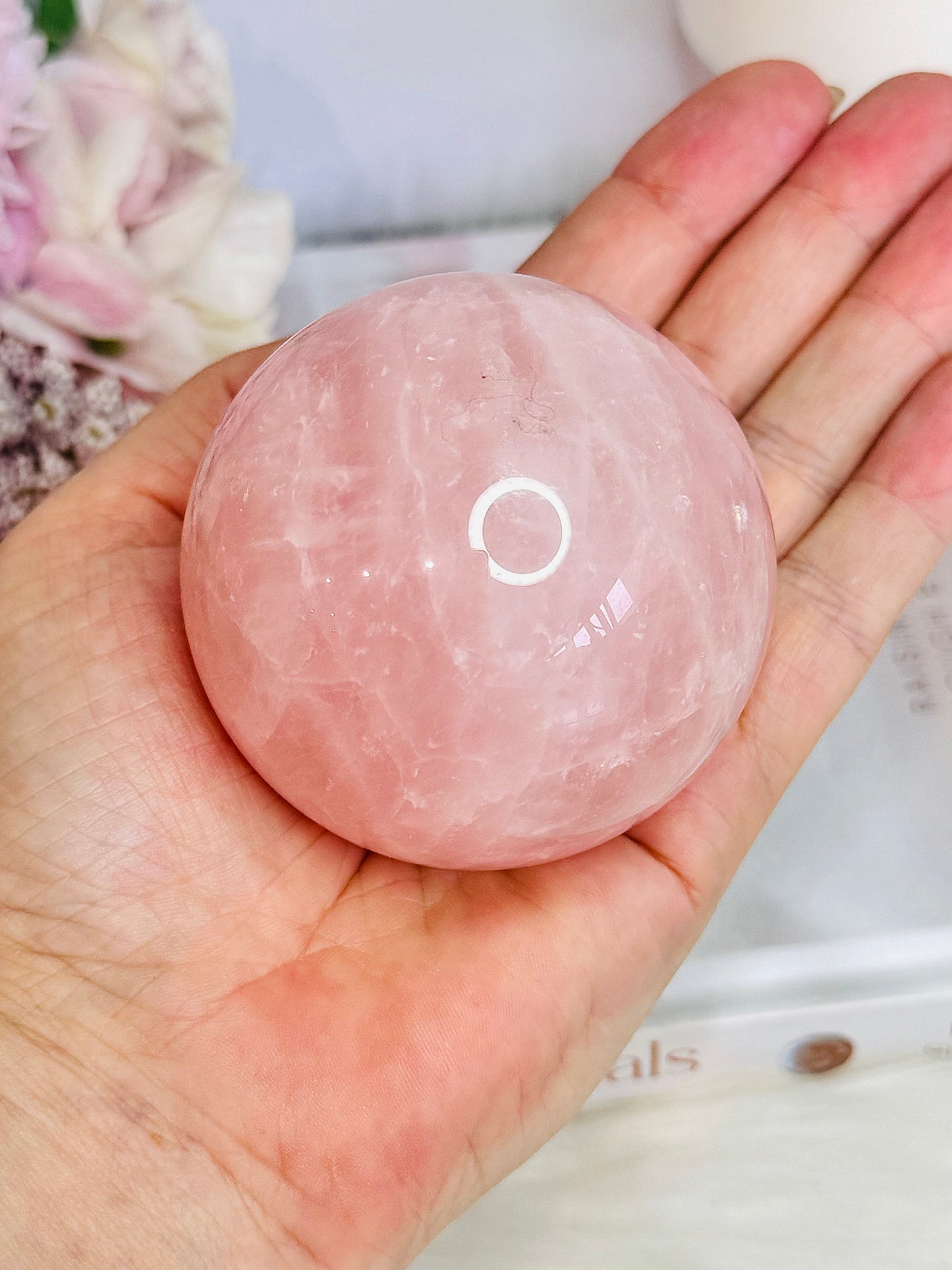 Beautiful Large 372gram Rose Quartz Sphere On Stand