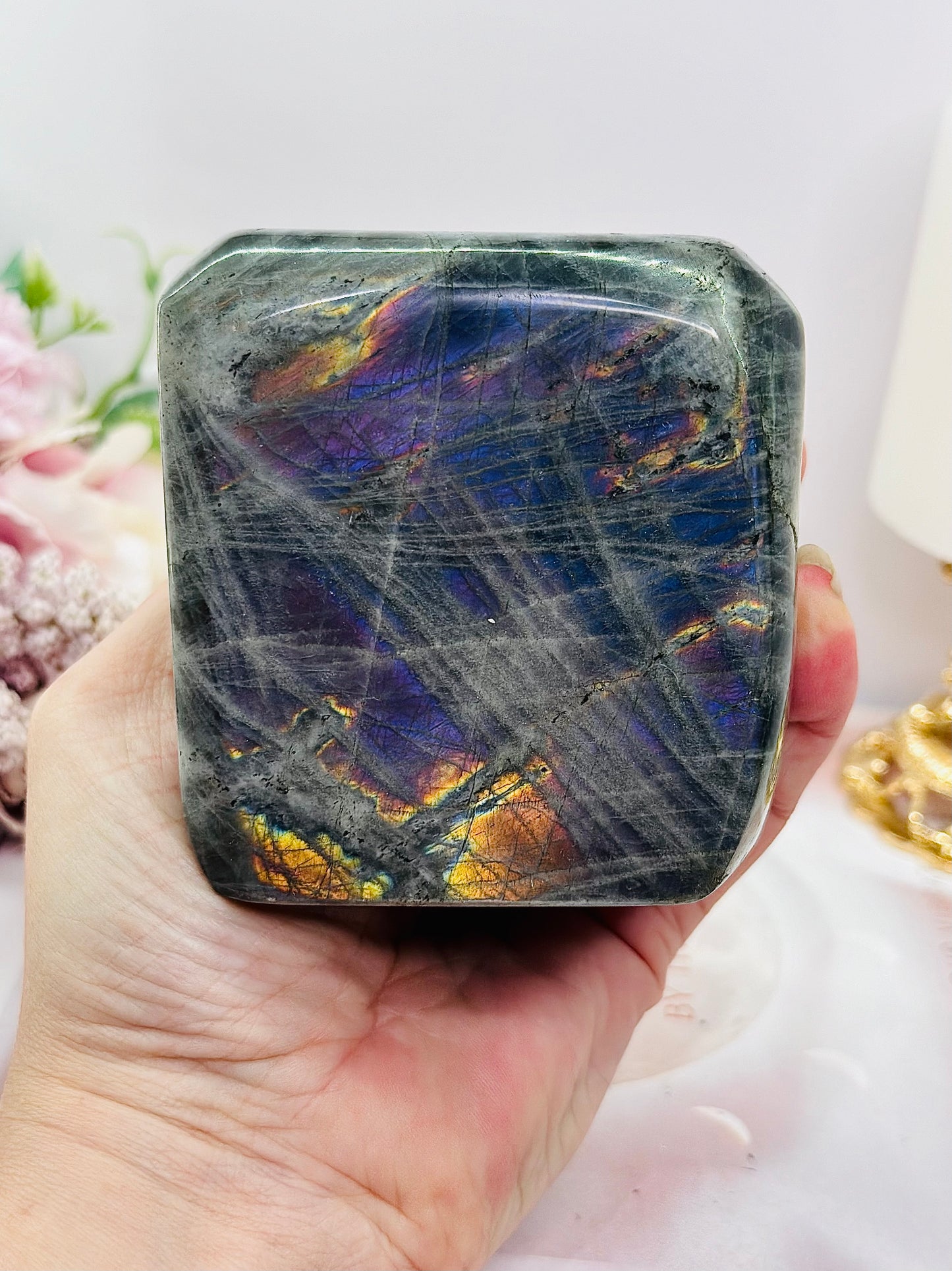 Large 638gram Polished Labradorite Freeform with Amazing Flash