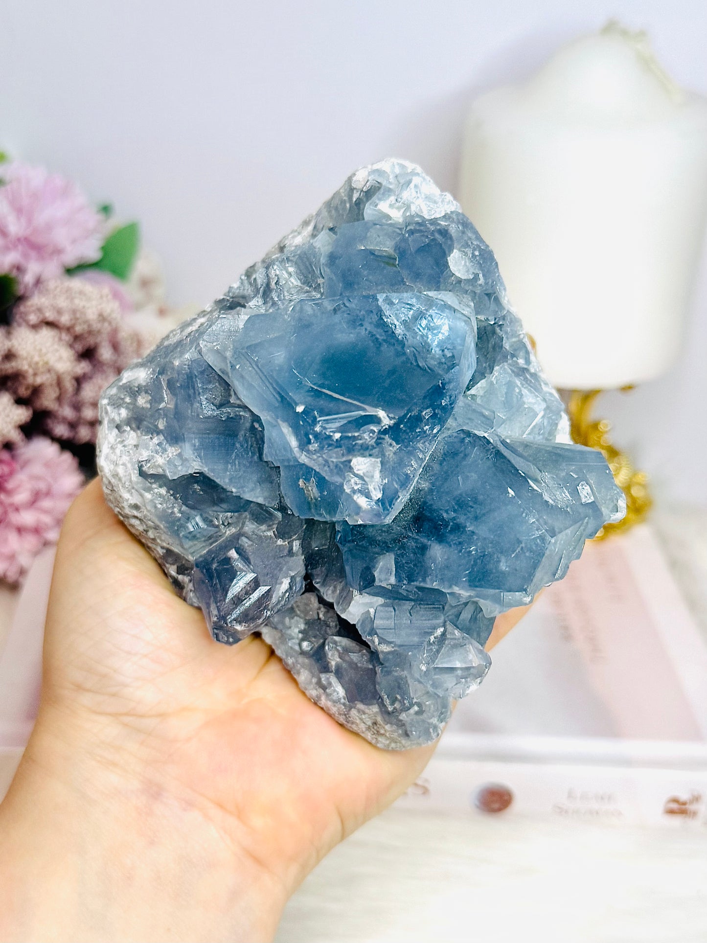 High Grade Natural Blue Celestite Large Freeform 1.12KG