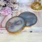 💰💰 DOUBLE DEAL 💰💰 Set of 2 Blue Agate Coasters with Gold Plated Edging