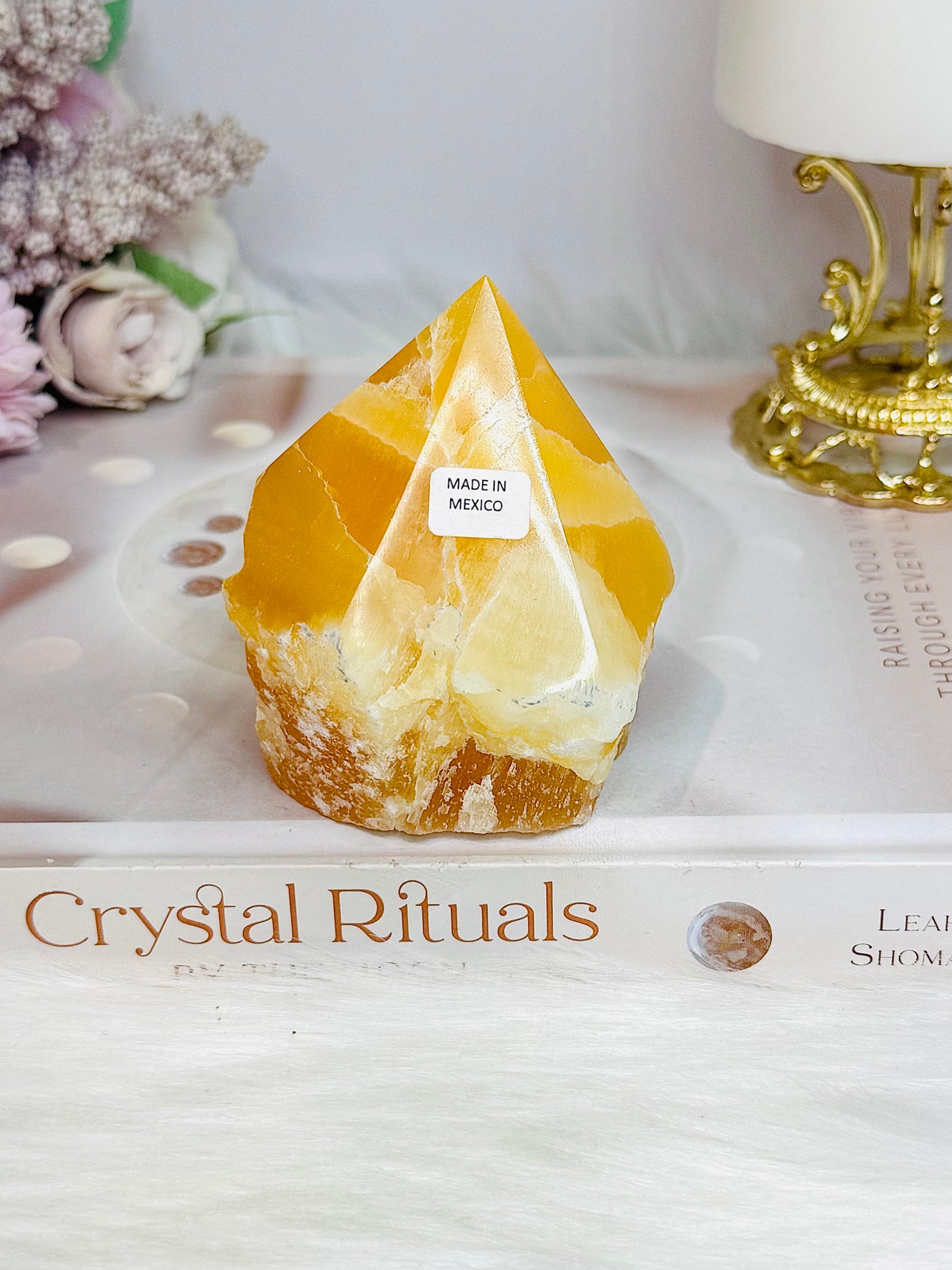 Orange Calcite Top Polished Point 277g
