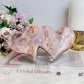 Large Pink Amethyst Druzy Double Hearts On Stand 15cm Long 473g