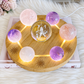Feminine Energy ~ Large Light Stand 20cm with Glass Fairy Sphere, 3 Amethyst Spheres, Rose Quartz Sphere & 2 Pink Amethyst Spheres