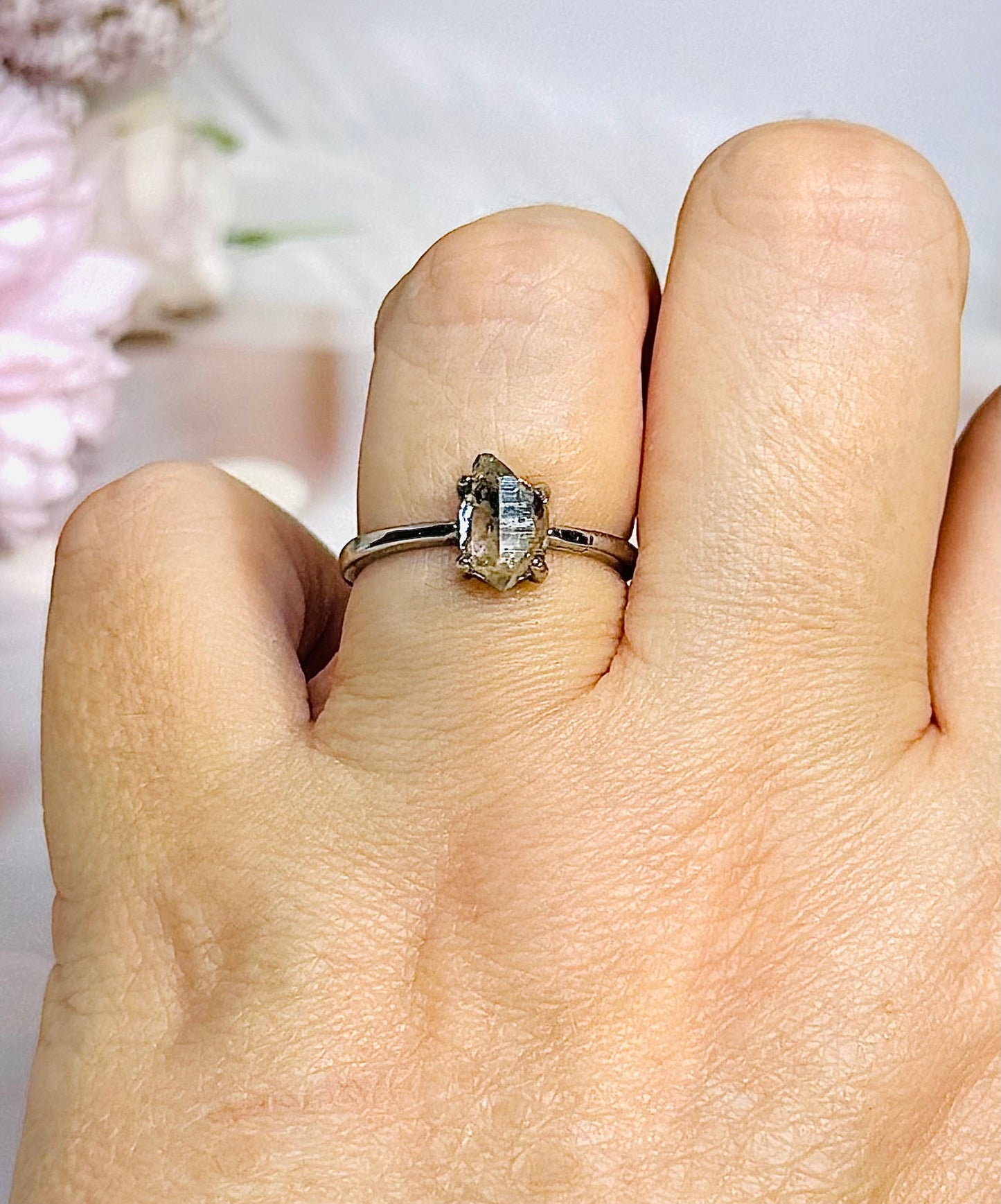 Herkimer Diamond Adjustable Ring