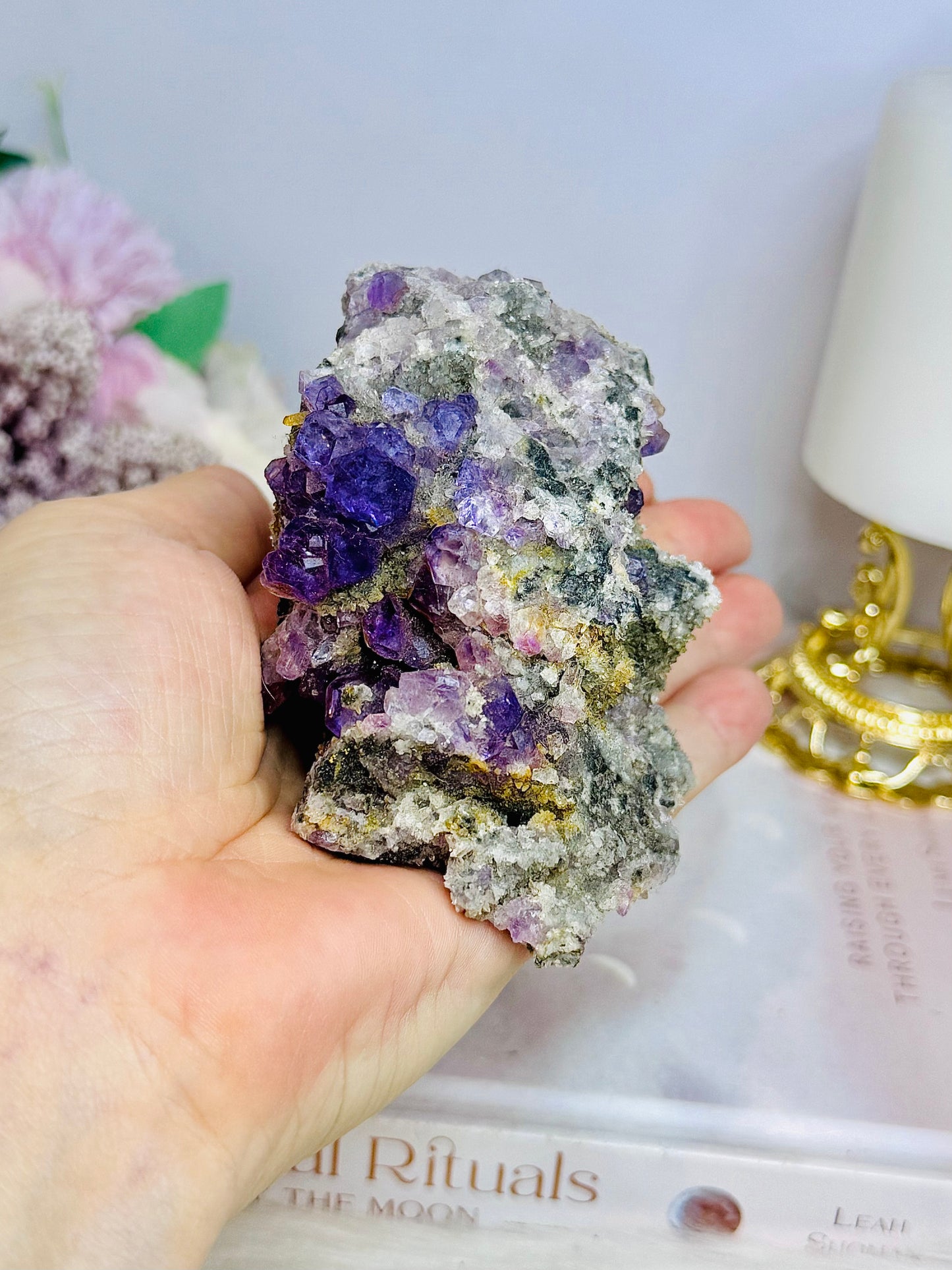 High Grade Cubed Purple Fluorite On Matrix Specimen