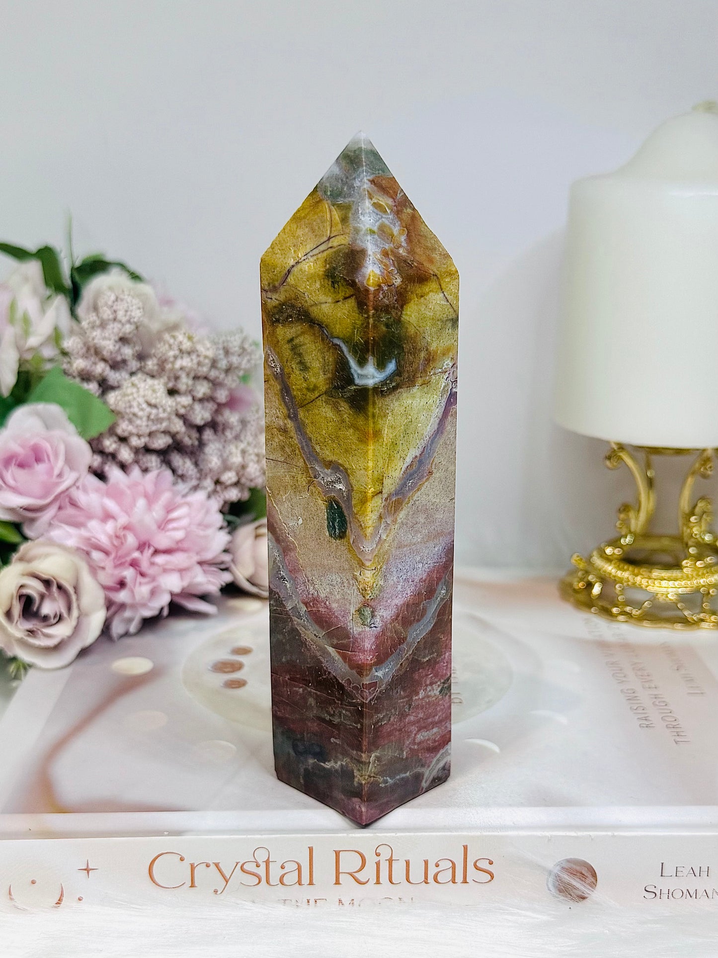 Indian Jade Colourful Tower 19.5cm 300g