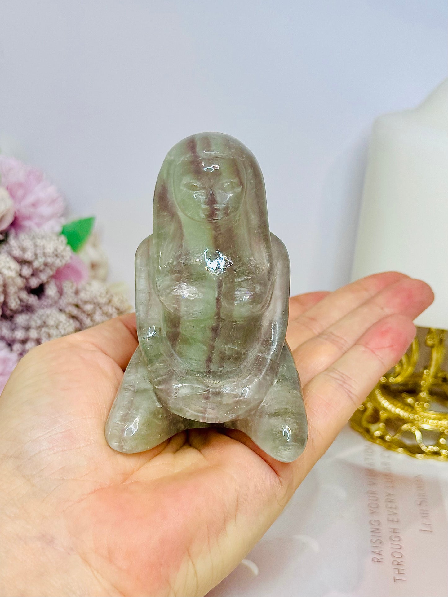 Large Mother Earth Fluorite Carving 9cm 313g