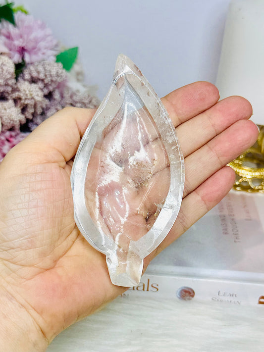 Clear Quartz Leaf Bowl 11cm