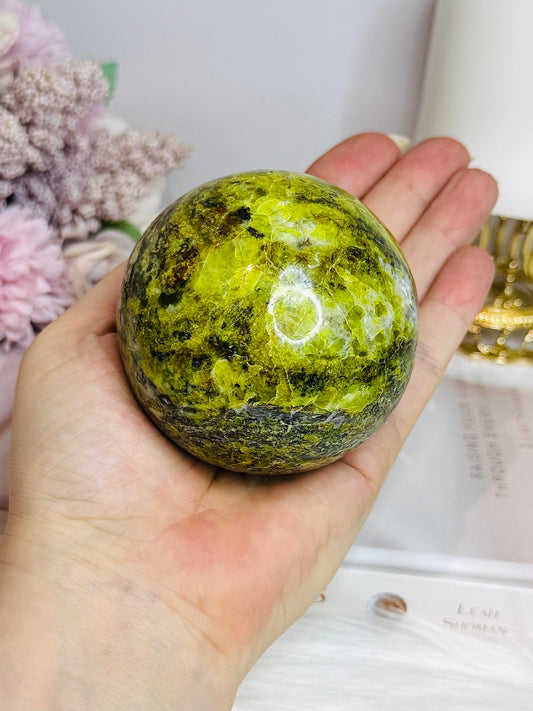 Green Opal Sphere On Stand 401g