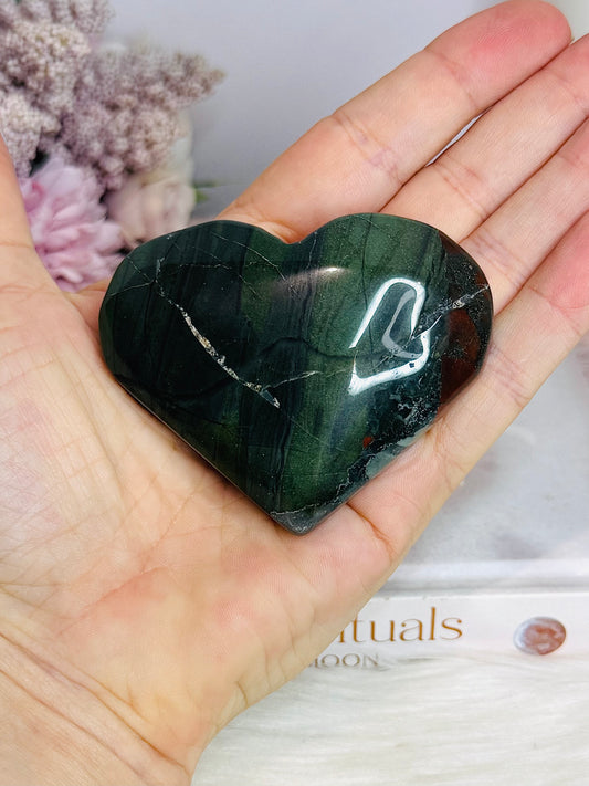 Bloodstone Carved Heart 7cm