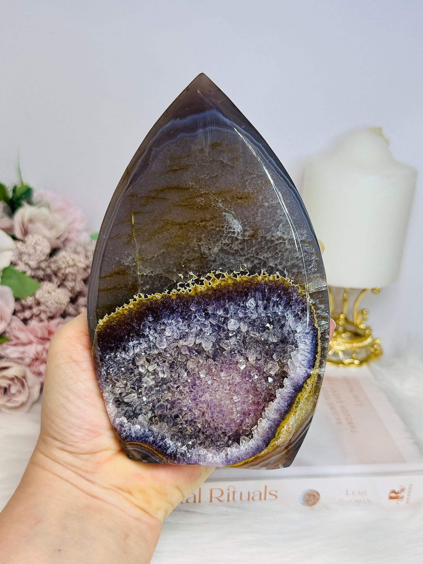 Large Druzy Agate Amethyst Carved Freeform 16cm