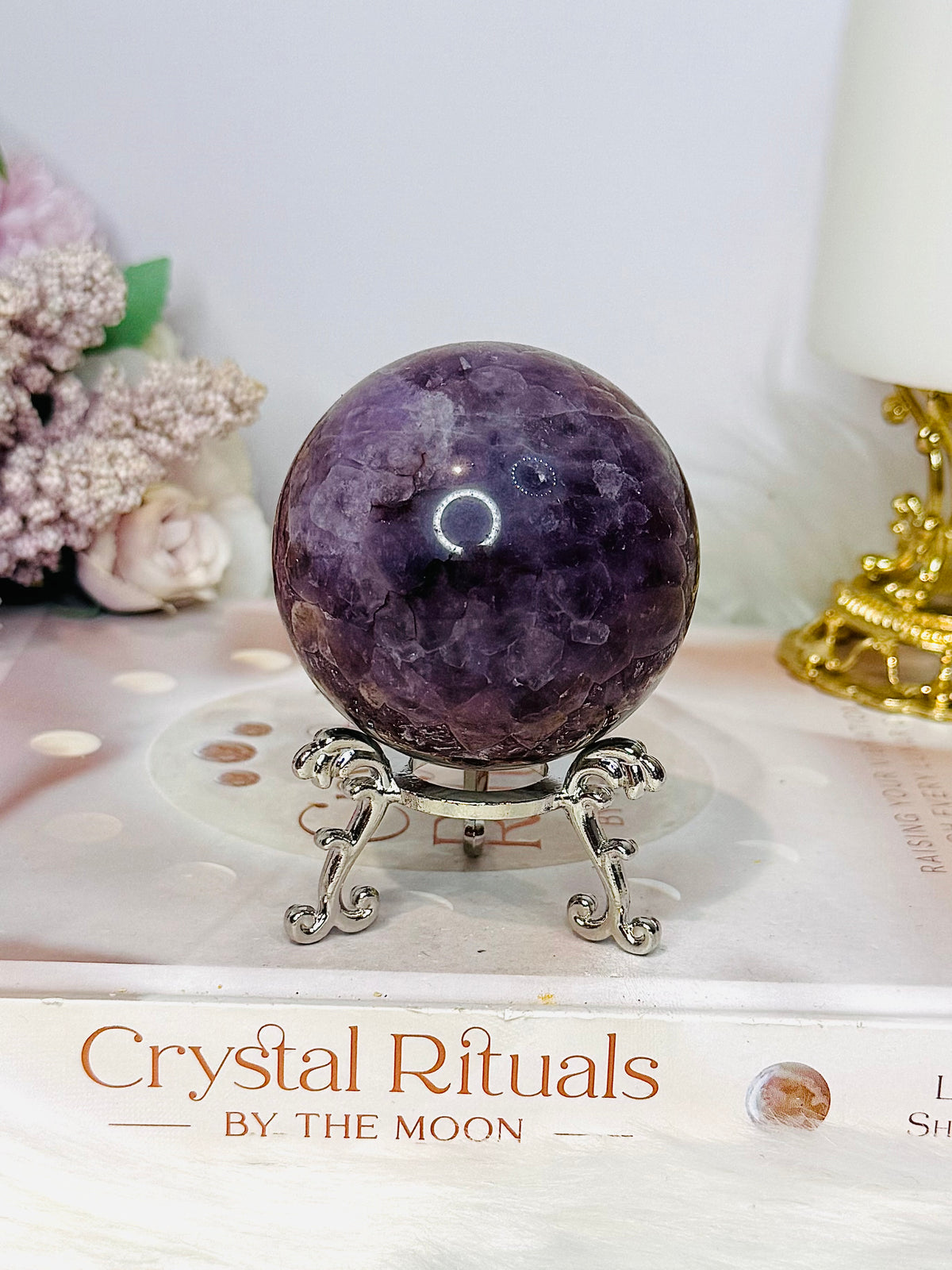 Large Crazy Lace Agate Sphere on Stand 293g