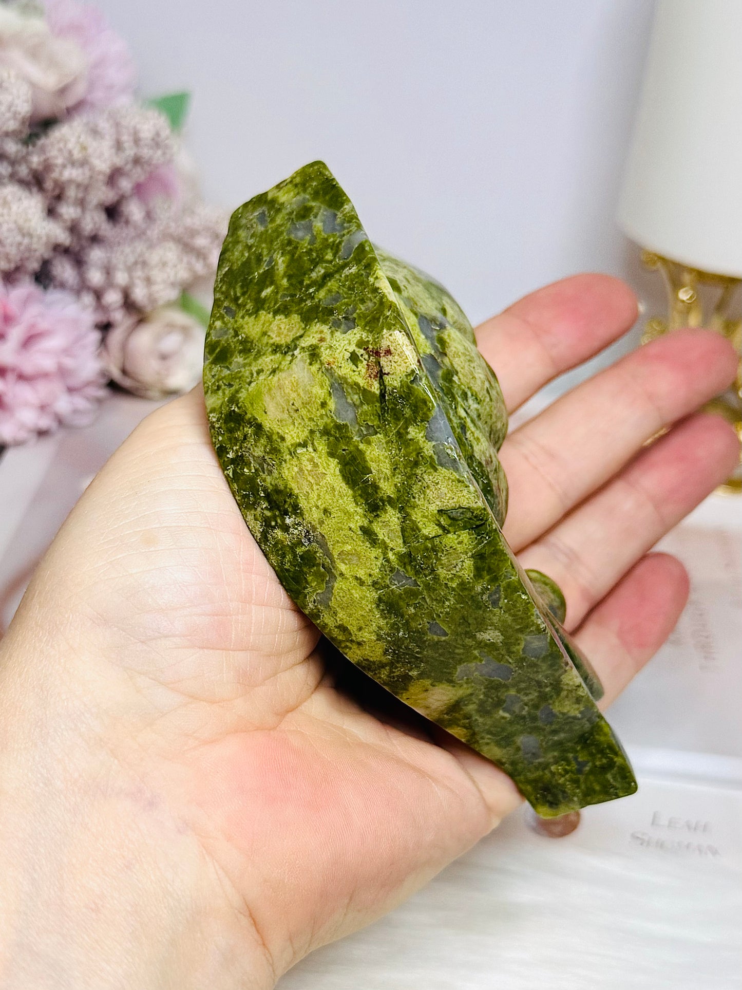 Chunky Large Green Jade Snail 11.5cm 296g
