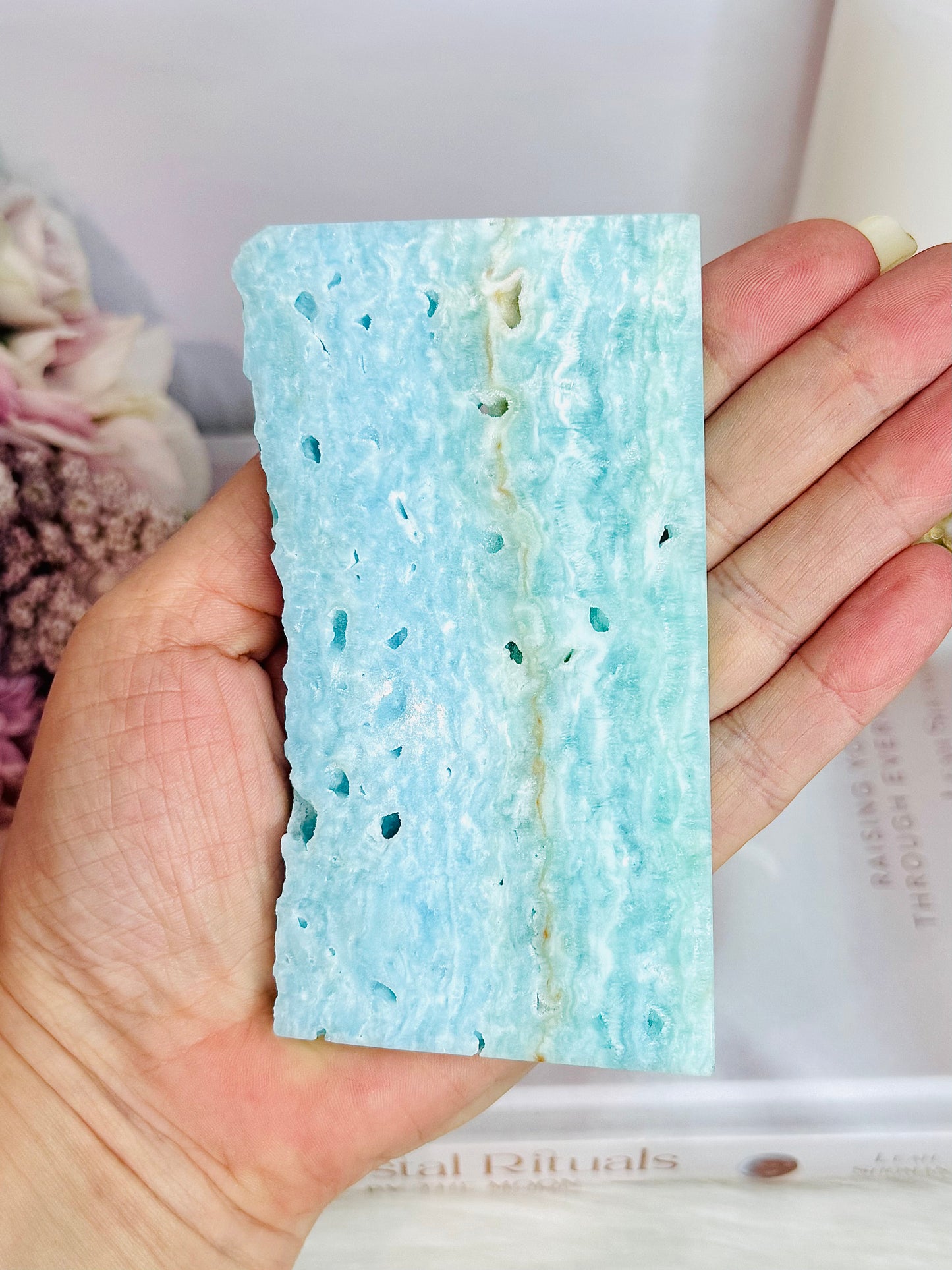 High Grade Incredible 11cm Natural Blue Aragonite Slab