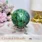 Large Ruby Fuchsite Sphere on Stand UV Reactive 422g