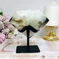 Druzy Agate Pentagon Freeform On Stand 12cm 598g