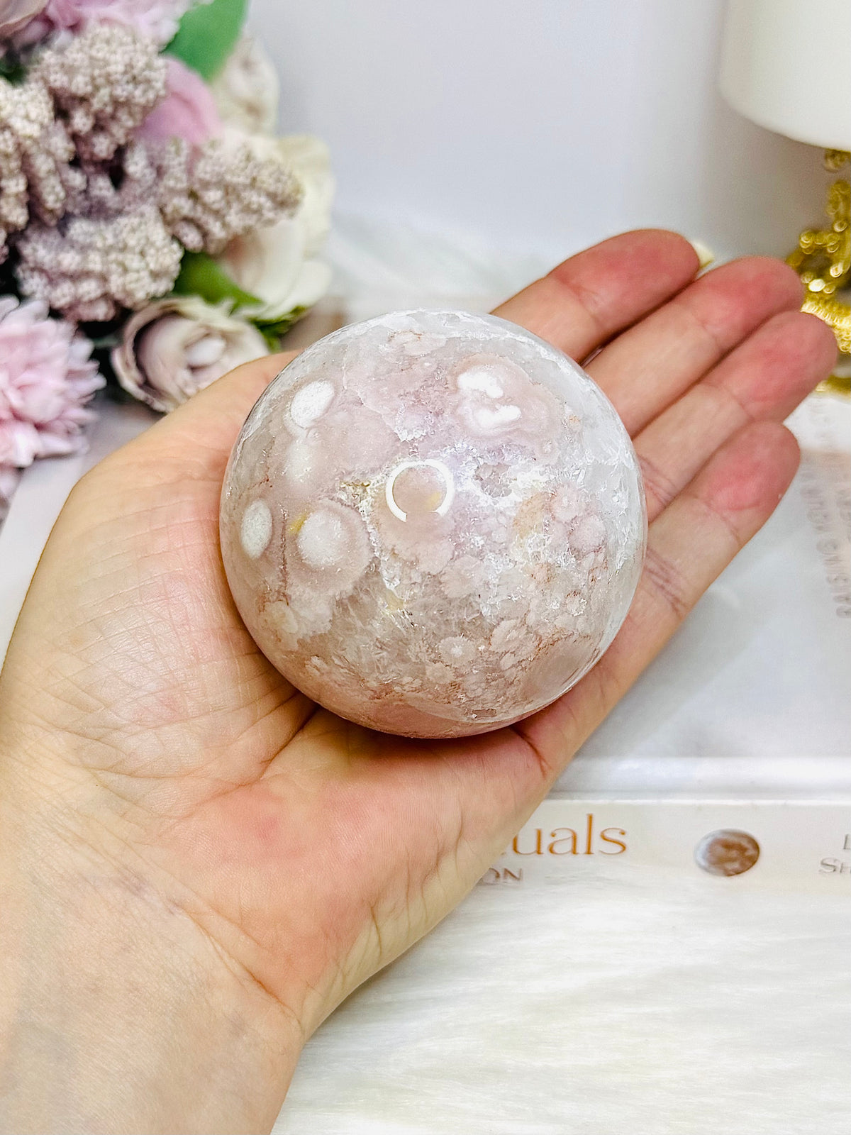 Pink Amethyst Druzy Sphere on Stand 362g
