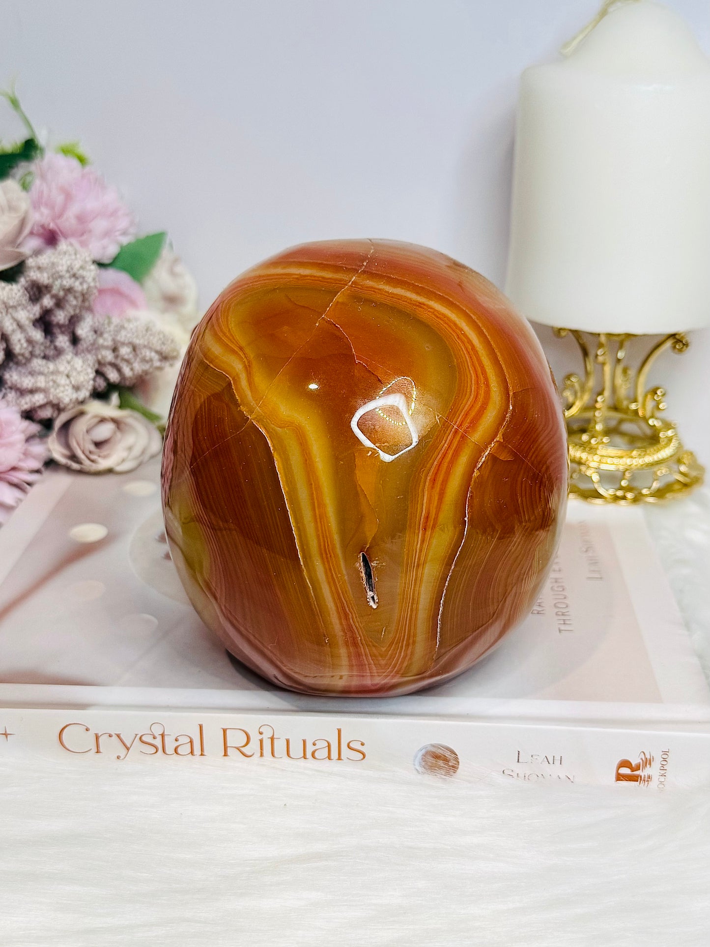 Huge Carnelian Carved Skull 14cm 2.14KG ~ Reduced as surface crack