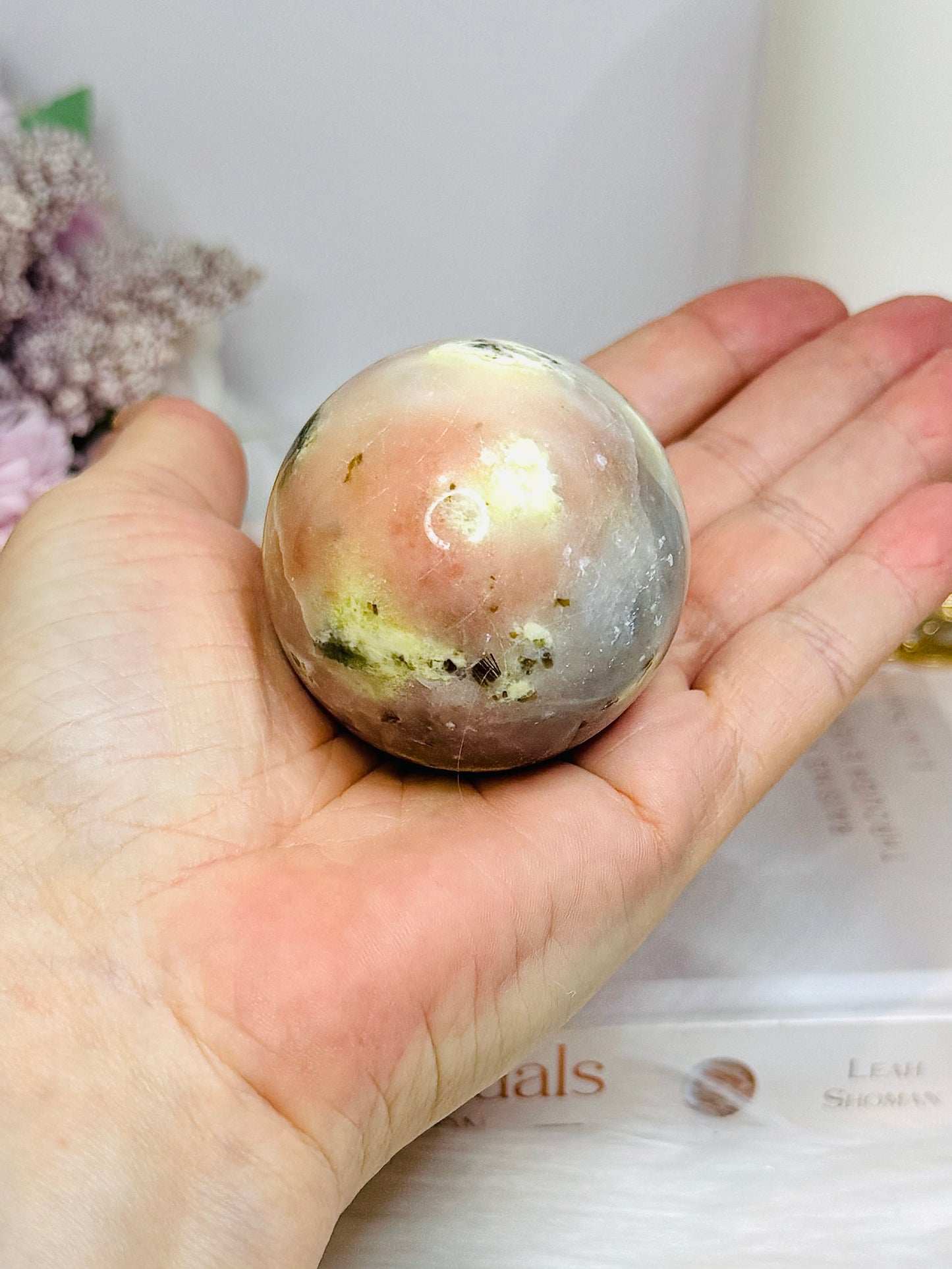 Peach Blossom Tourmaline Sphere On Stand 190g