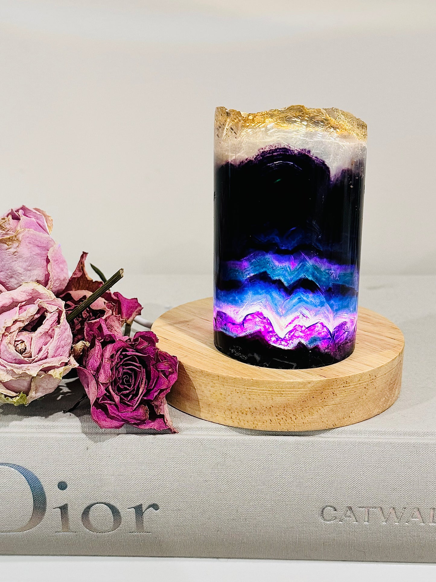 Stunning 10cm 411gram Colourful Fluorite Lamp on Light Stand