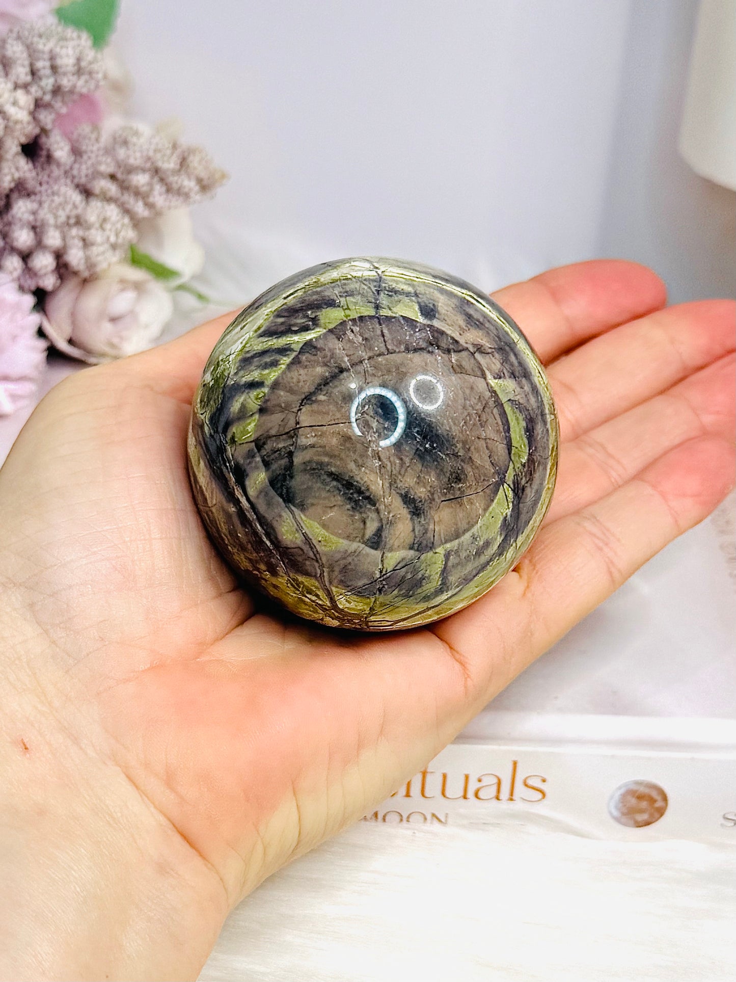 Money Agate Sphere on Stand 291g